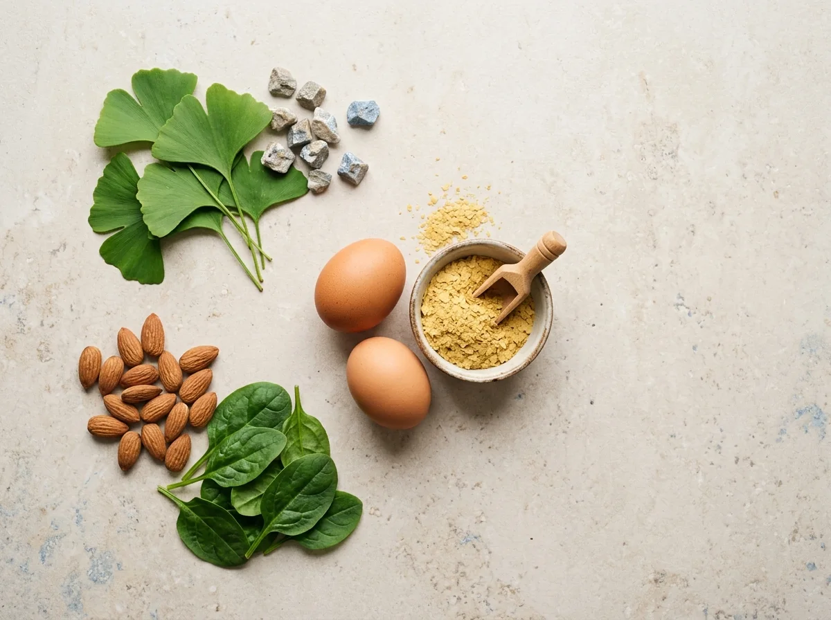 Naturliga ingredienser: ginkgo biloba-blad, zink, magnesium och vitamin B12-källor