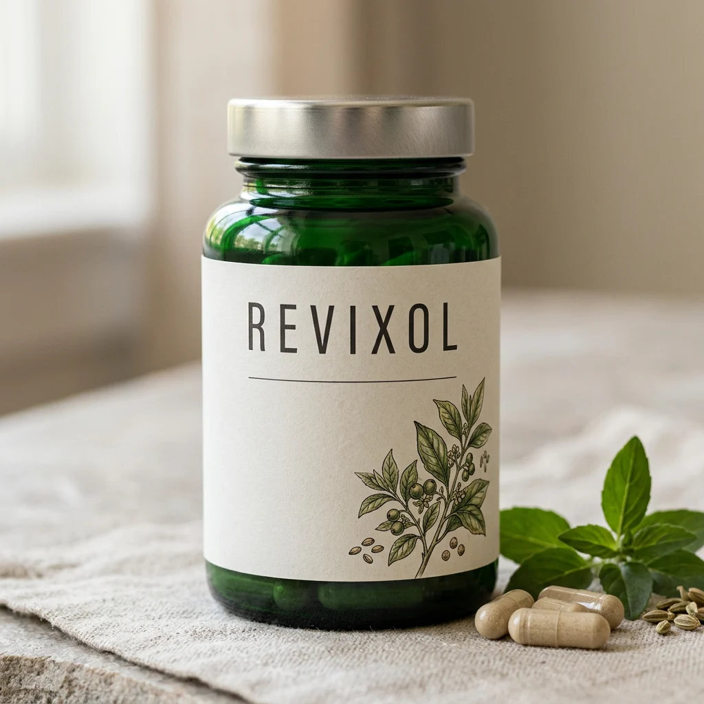 Revixol kosttillskott brun burk med orange etikett